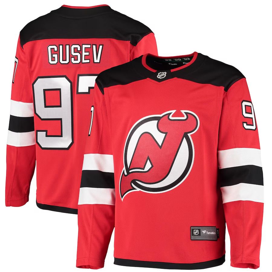 Men New Jersey Devils #97 Nikita Gusev Fanatics Branded Red Home Breakaway Player NHL Jersey
